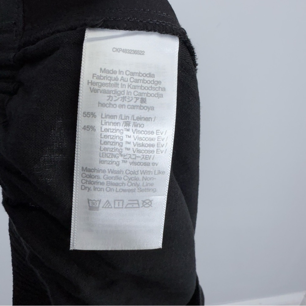 Madewell Petite Pull-On Straight Crop Pants in Linen Blend Black 10 P NP860 Boho - Picture 10 of 14
